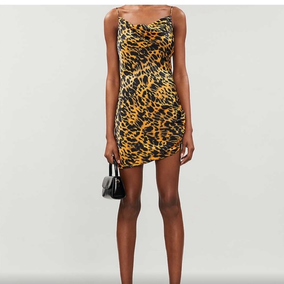 Topshop Ruched Satin Black Mini Dress - Picture 4 of 10